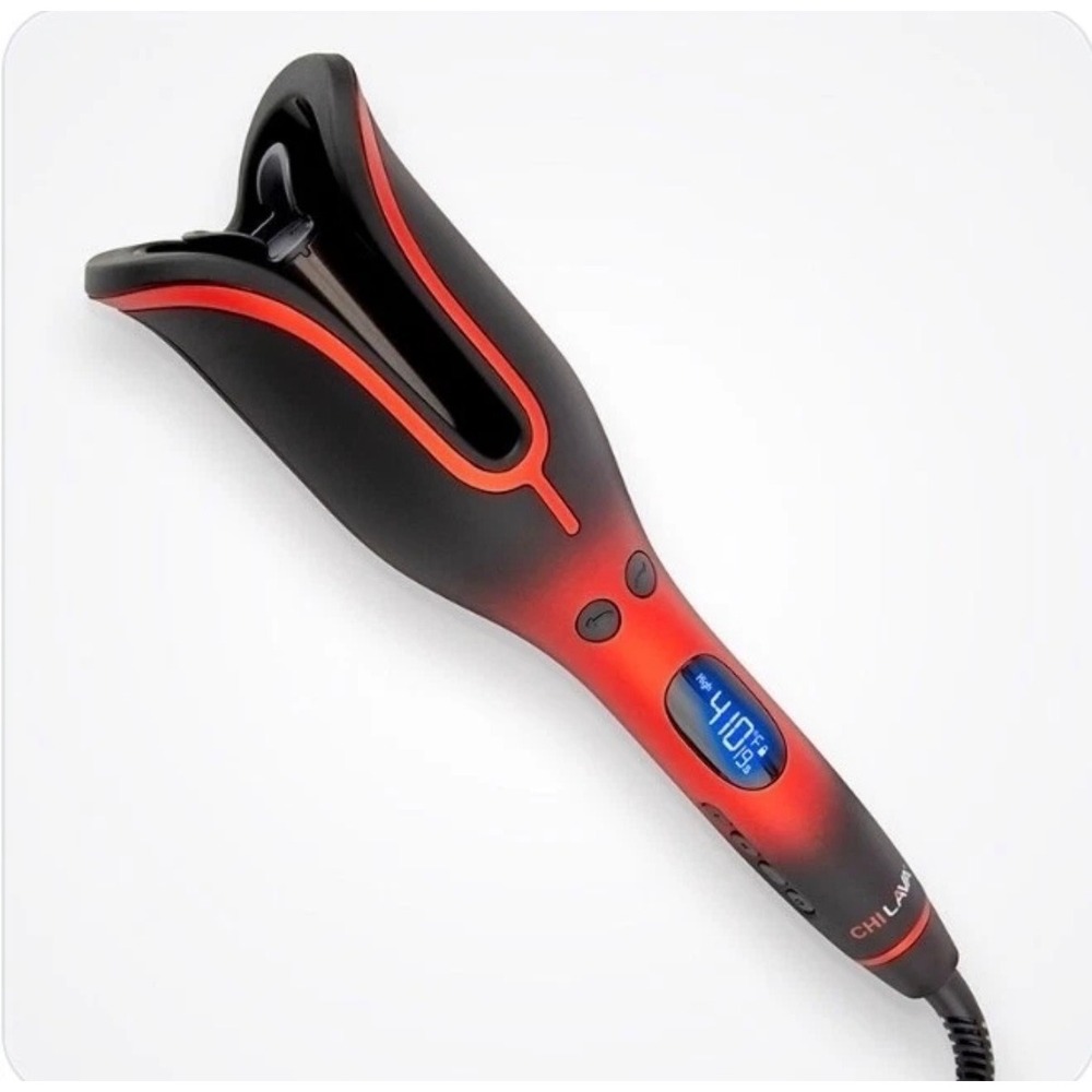 CHI Lava Pro Spin N Curl 1in Automatic Rotating Curler Red Black GF8246 410F
